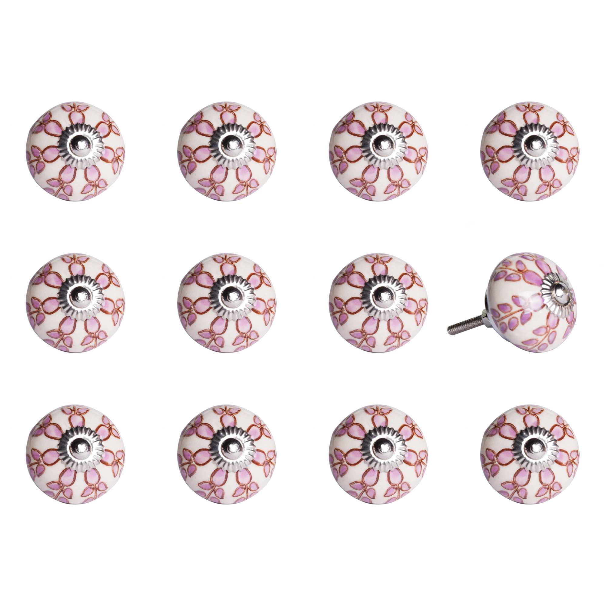 1.5" X 1.5" X 1.5" White Pink And Burgundy  Knobs 12 Pack - Minihomy