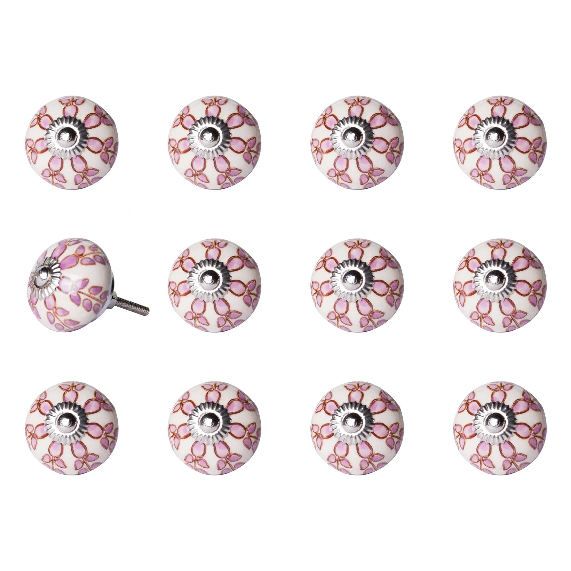 1.5" X 1.5" X 1.5" White Pink And Burgundy  Knobs 12 Pack - Minihomy