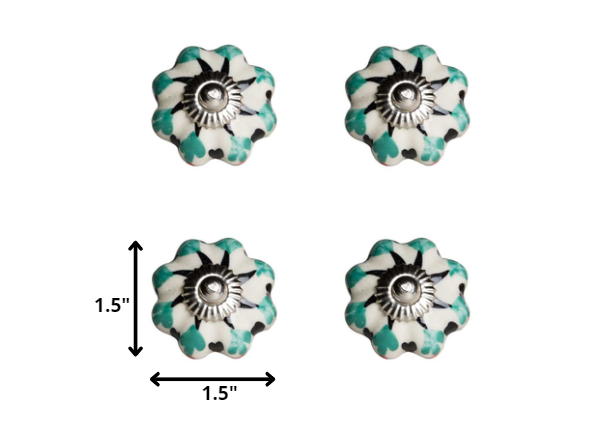 1.5" X 1.5" X 1.5" White Green And Black  Knobs 12 Pack - Minihomy