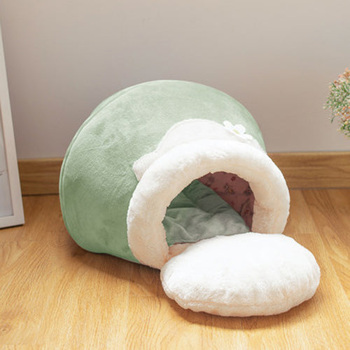 3-in-1 Cat And Dog Pet House Basin-shaped Cave Soft Bed