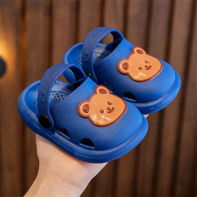 Color: White, Size: 26-27 (feet 15.5 cm) - Cartoon Bear Walking Shoes Kids Boy Girl Summer Breathable Sandals Fashion Garden Clogs Toddler Outdoor Slippers for Playing
