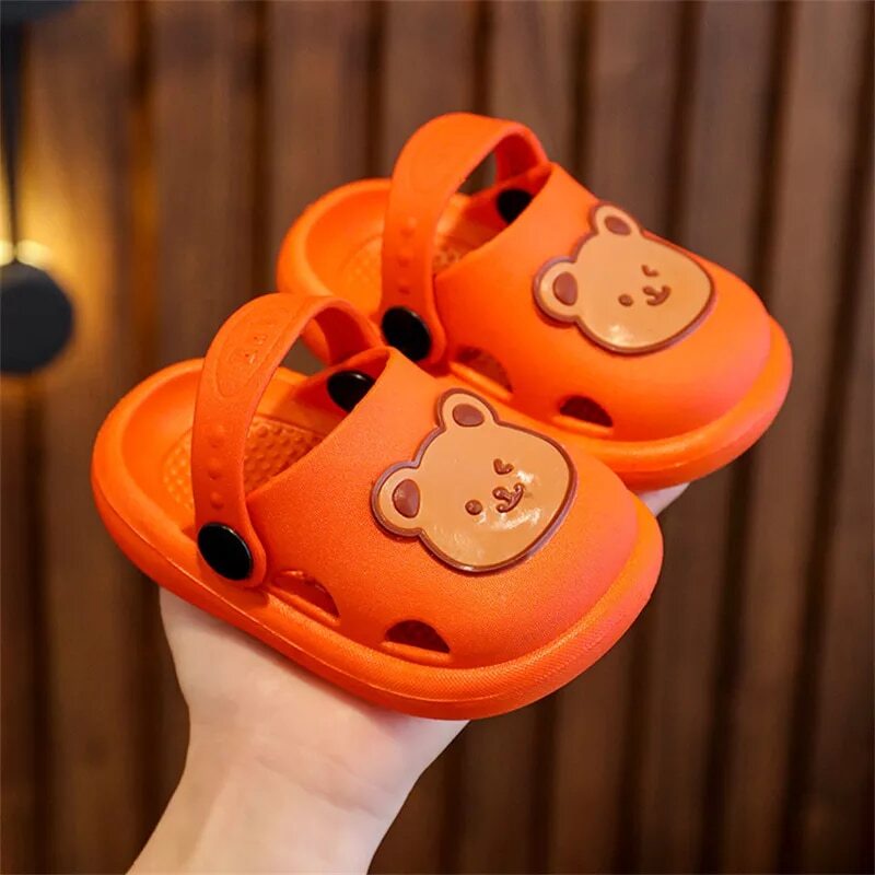 Color: Yellow, Size: 22-23 (feet 13.5 cm) - Cartoon Bear Walking Shoes Kids Boy Girl Summer Breathable Sandals Fashion Garden Clogs Toddler Outdoor Slippers for Playing