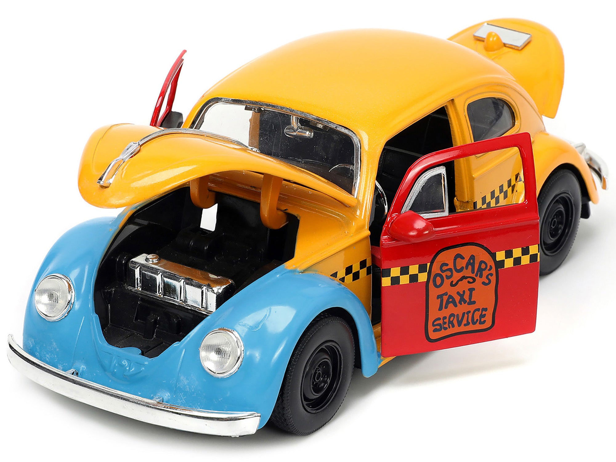 1959 Volkswagen Beetle Taxi Yellow and Blue Oscar the Grouch Diecast Figure - Minihomy