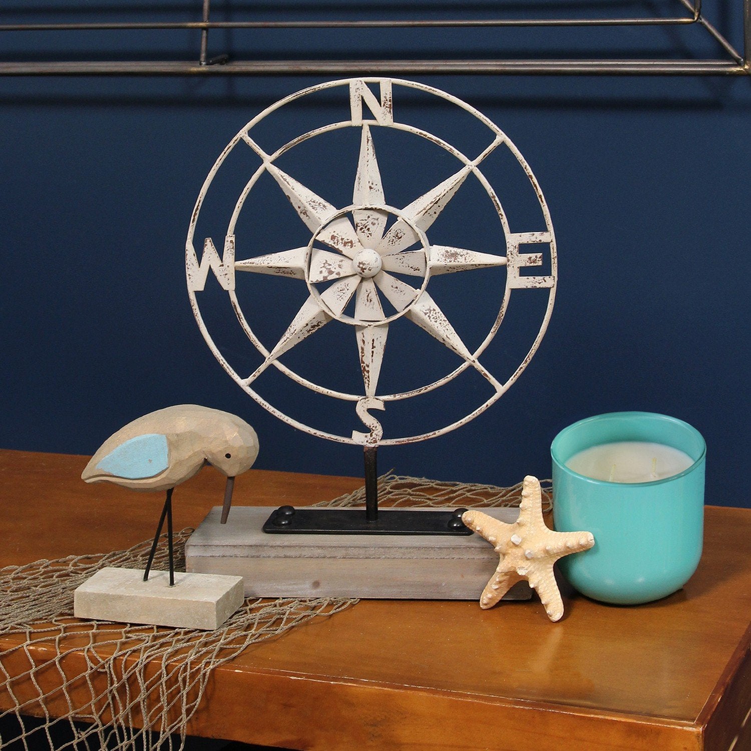 Compass Of The Sea Metal And Wood Table Top Decor - Minihomy