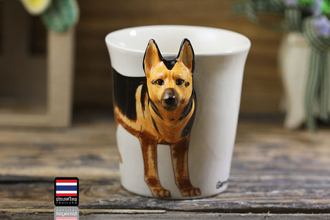 Thai Hand Painted Animal Mug Shepherd Ceramic Cup
