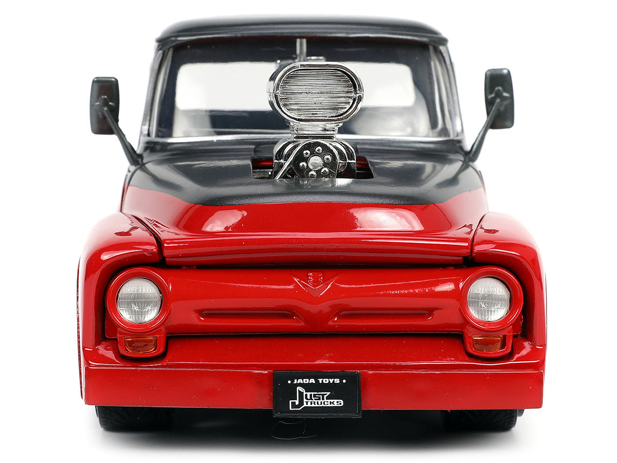 1956 Ford F-100 Pickup Truck Red and Dark Gray Metallic with Extra Wheels "Just Trucks" Series 1/24 Diecast Model Car by Jada - Minihomy