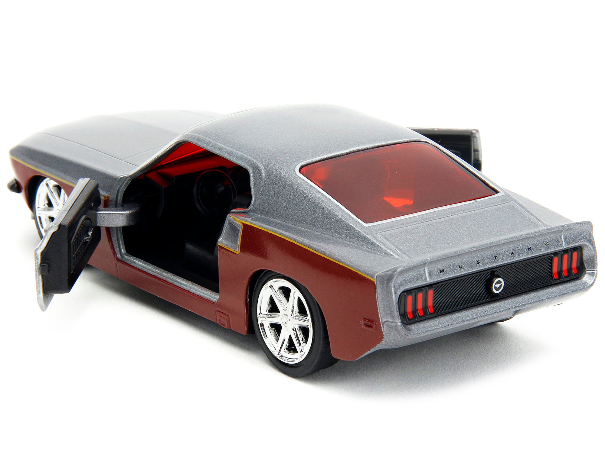 1969 Ford Mustang Silver Metallic and Dark Red and Star Lord Diecast Figure "Marvel Guardians of the Galaxy" - Minihomy