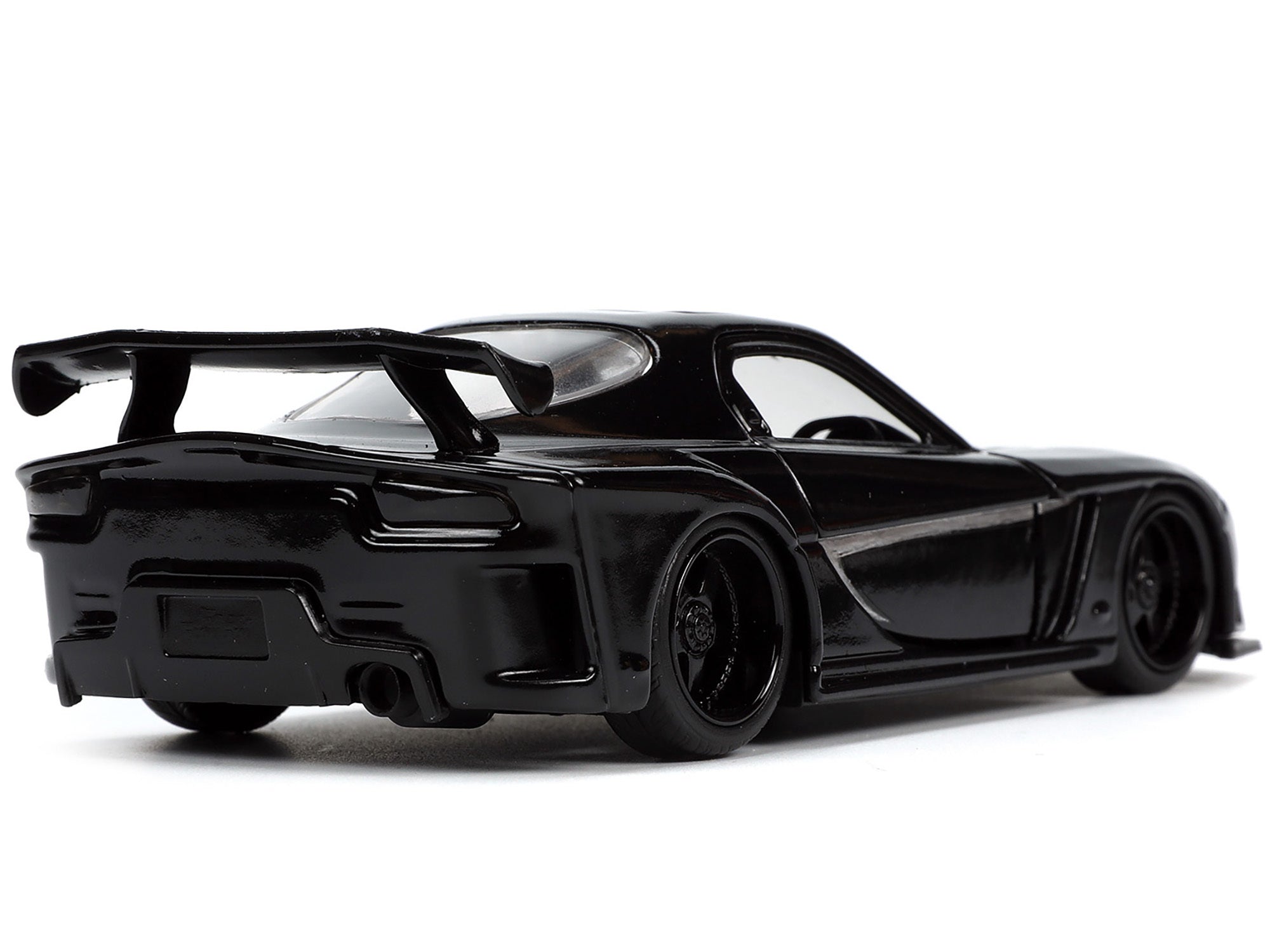 1995 Mazda RX-7 RHD (Right Hand Drive) Black and Black Panther Diecast Figure "The Avengers" "Hollywood Rides" Series 1/32 Diecast Model Car by Jada - Minihomy