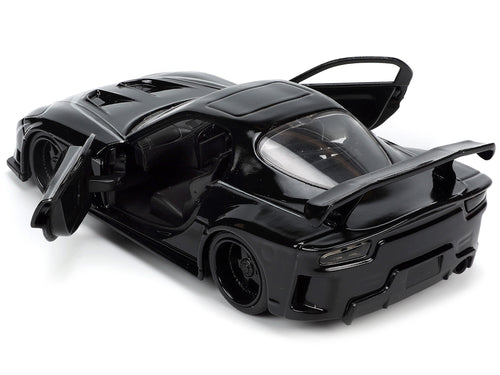 1995 Mazda RX-7 RHD (Right Hand Drive) Black and Black Panther Diecast Figure 