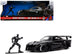 1995 Mazda RX-7 RHD (Right Hand Drive) Black and Black Panther Diecast Figure "The Avengers" "Hollywood Rides" Series 1/32 Diecast Model Car by Jada - Minihomy