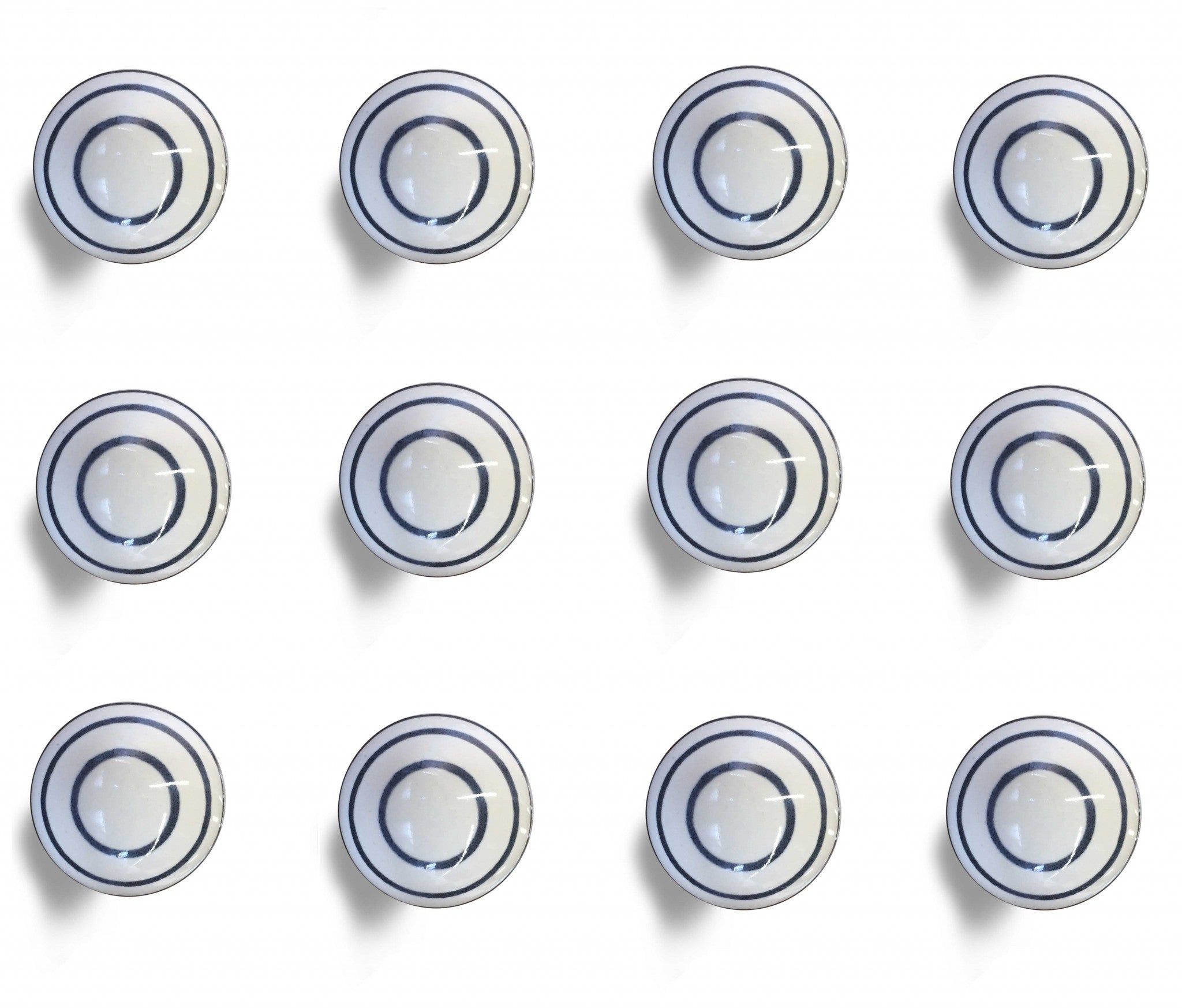 1.5" X 1.5" X 1.5" White And Navy  Knobs 12 Pack - Minihomy