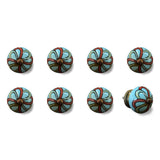 1.5" X 1.5" X 1.5" White Navy Handpainted Ceramic  Knobs 8 Pack - Minihomy