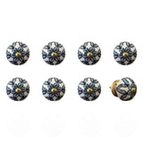 1.5" X 1.5" X 1.5" White Navy Handpainted Ceramic  Knobs 8 Pack - Minihomy