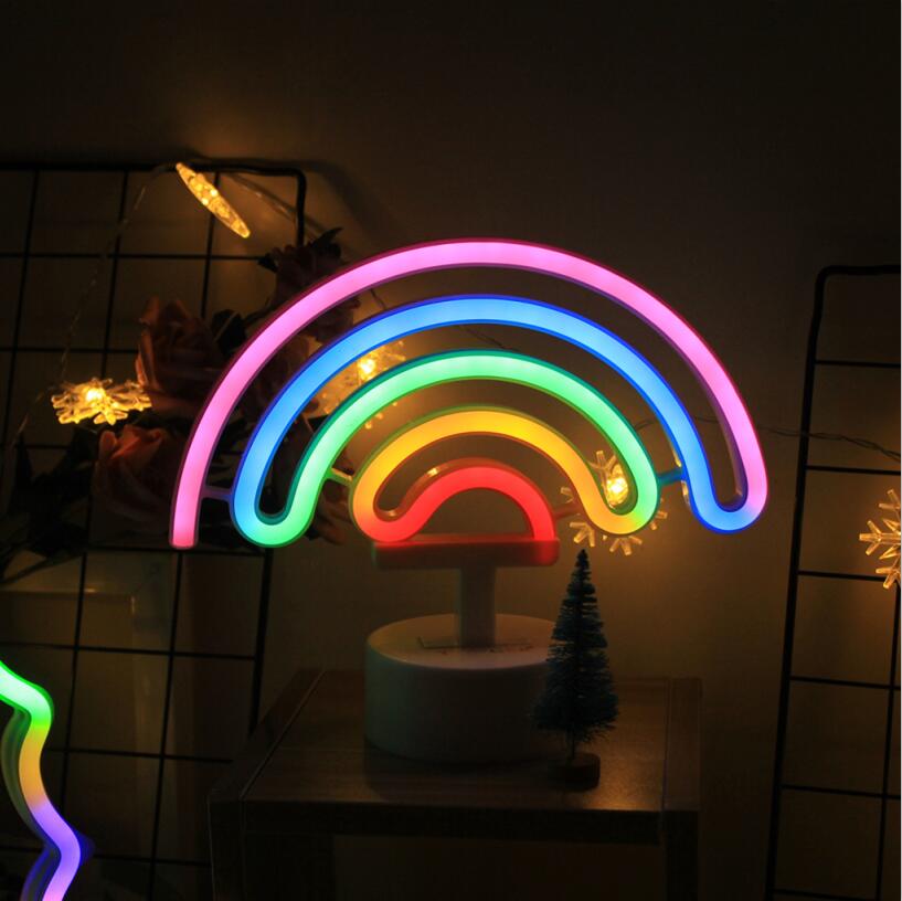 Creative Neon Signs LED modeling lamp rainbow  Light for Bedroom Decoration