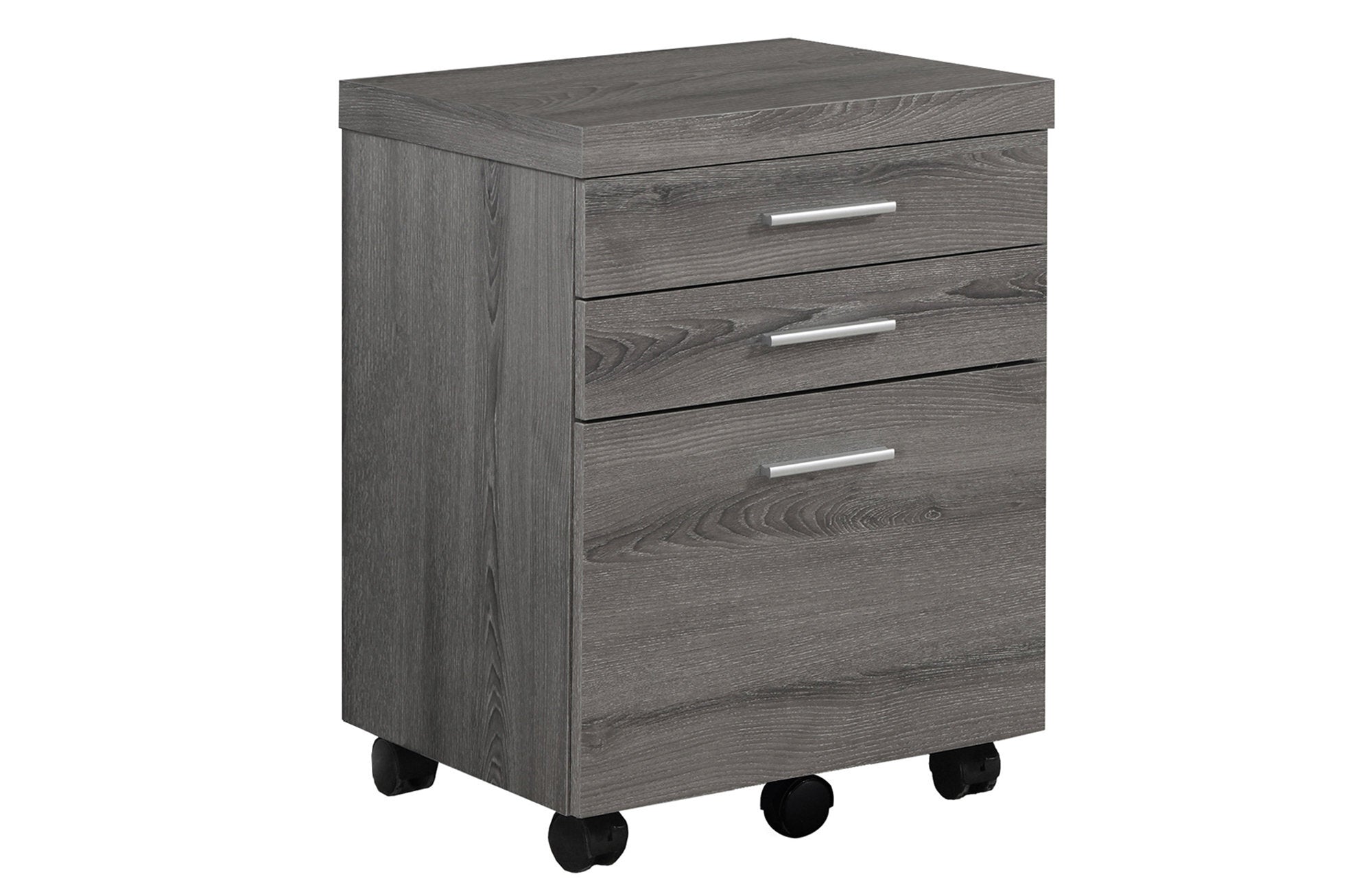 17.75" X 18.25" X 25.25" Dark Taupe Black Particle Board 3 Drawers  Filing Cabinet - Minihomy