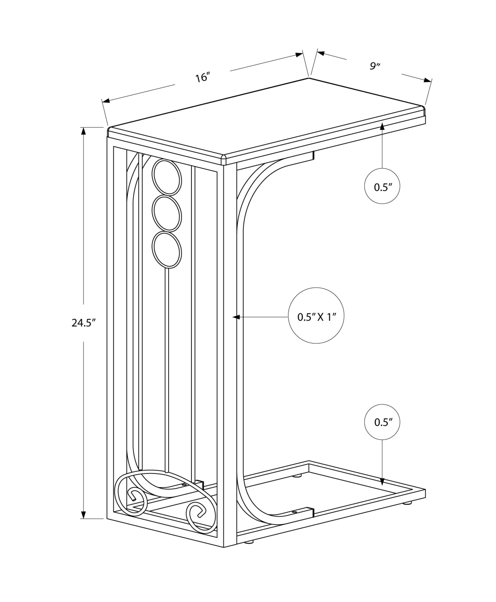 60" Gray And Black End Table - Minihomy