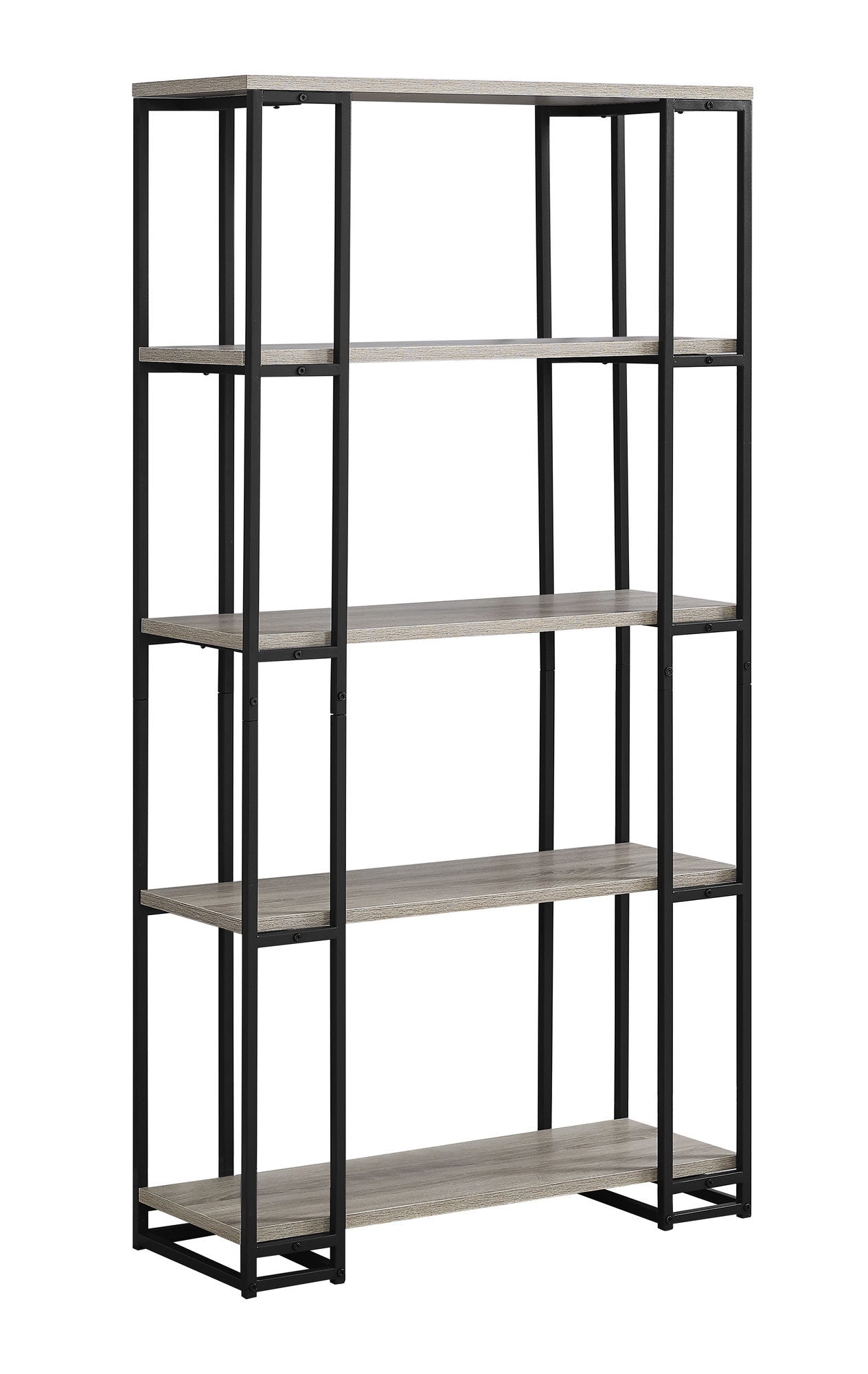 12.5" X 32" X 62" Dark Taupe Black Mdf Metal  Bookcase - Minihomy