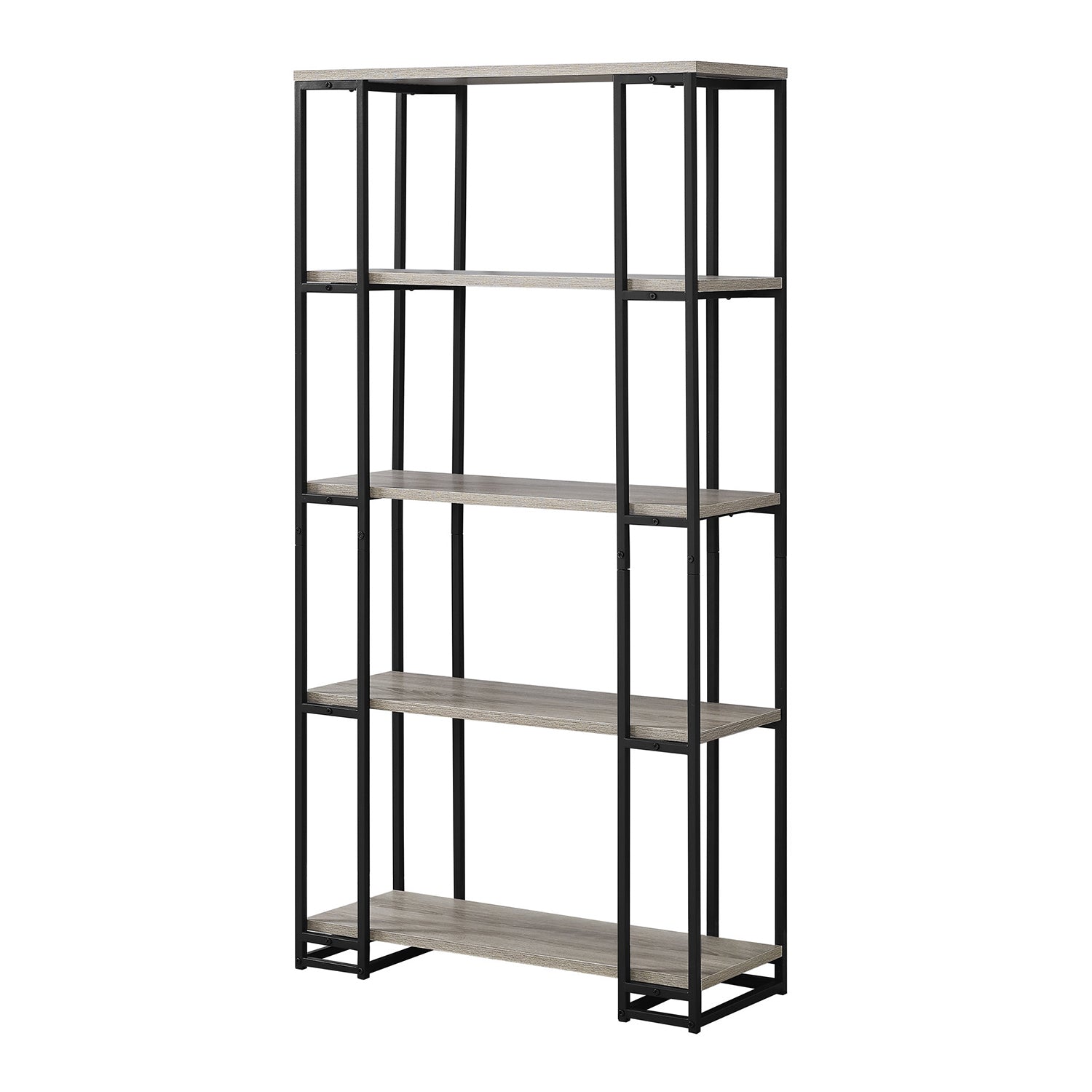 12.5" X 32" X 62" Dark Taupe Black Mdf Metal  Bookcase - Minihomy