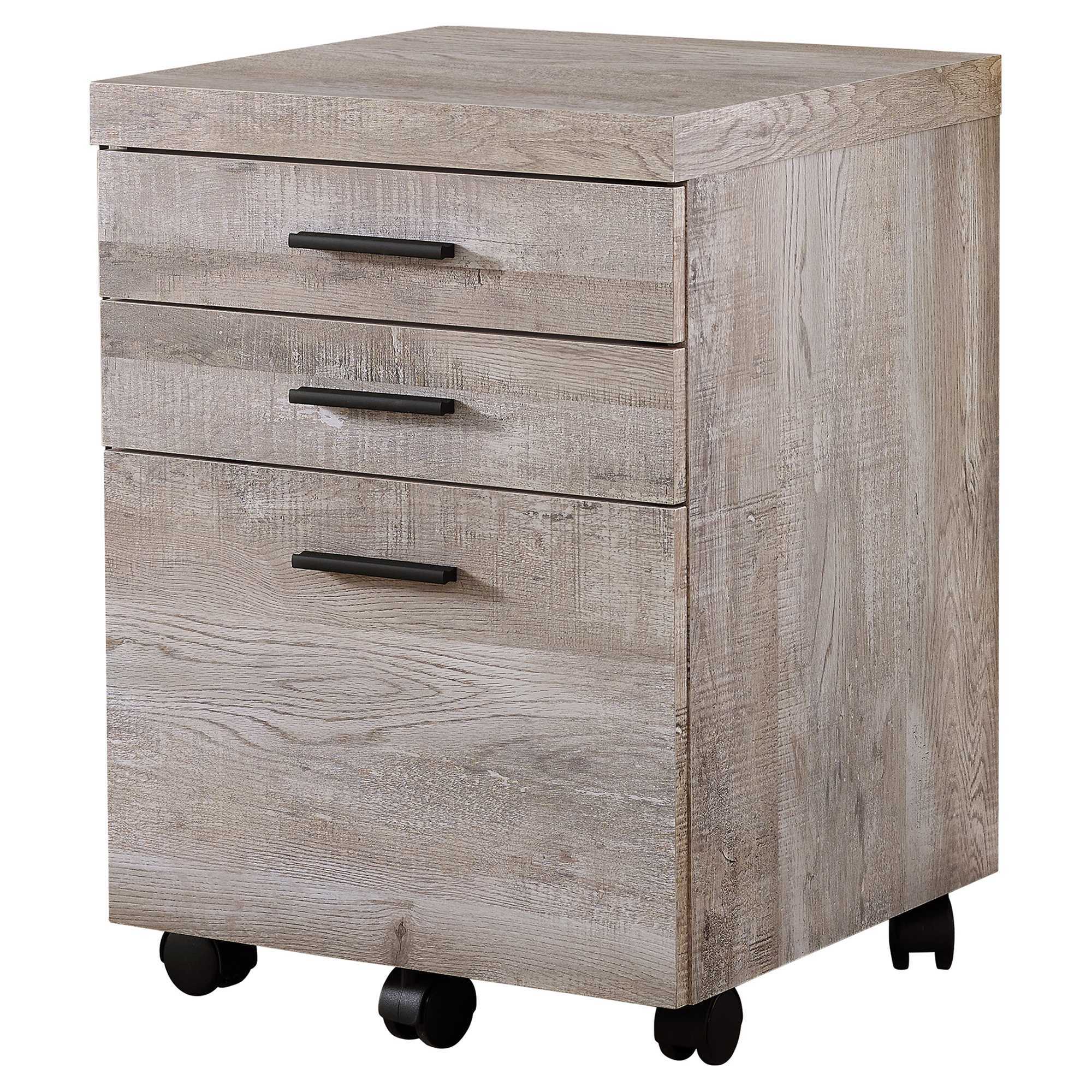 17.75" X 18.25" X 25.25" Taupe Particle Board 3 Drawers  Filing Cabinet - Minihomy