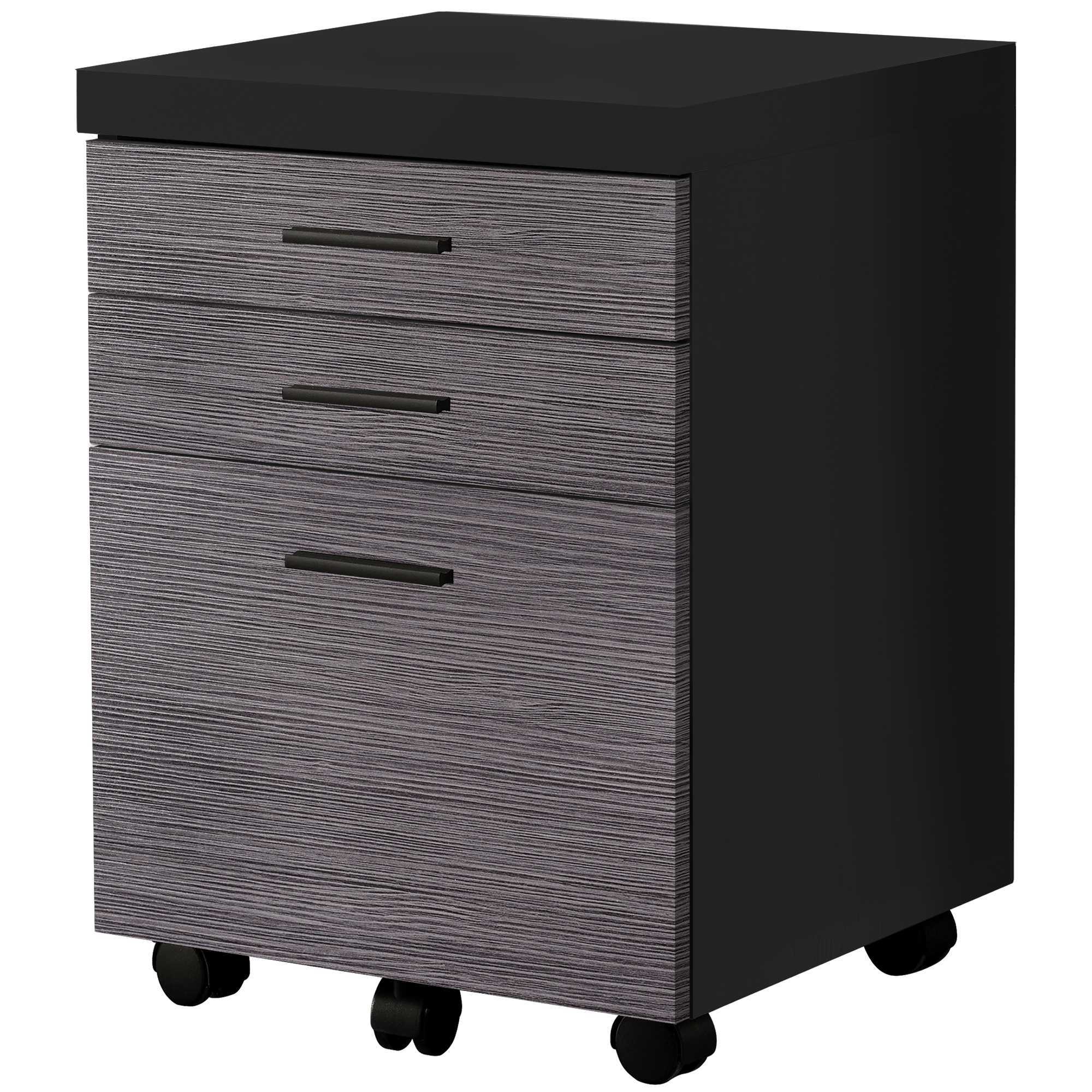 17.75" X 18.25" X 25.25" Black Grey Particle Board 3 Drawers  Filing Cabinet - Minihomy