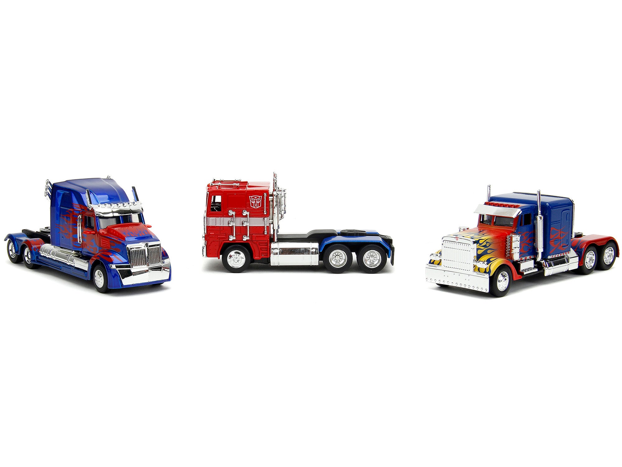 "Transformers" Optimus Prime Trucks Set of 3 pieces "Hollywood Rides" Series 1/32 Diecast Model Cars by Jada