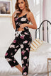 Floral V-Neck Cami and Cropped Pants Lounge Set - Minihomy