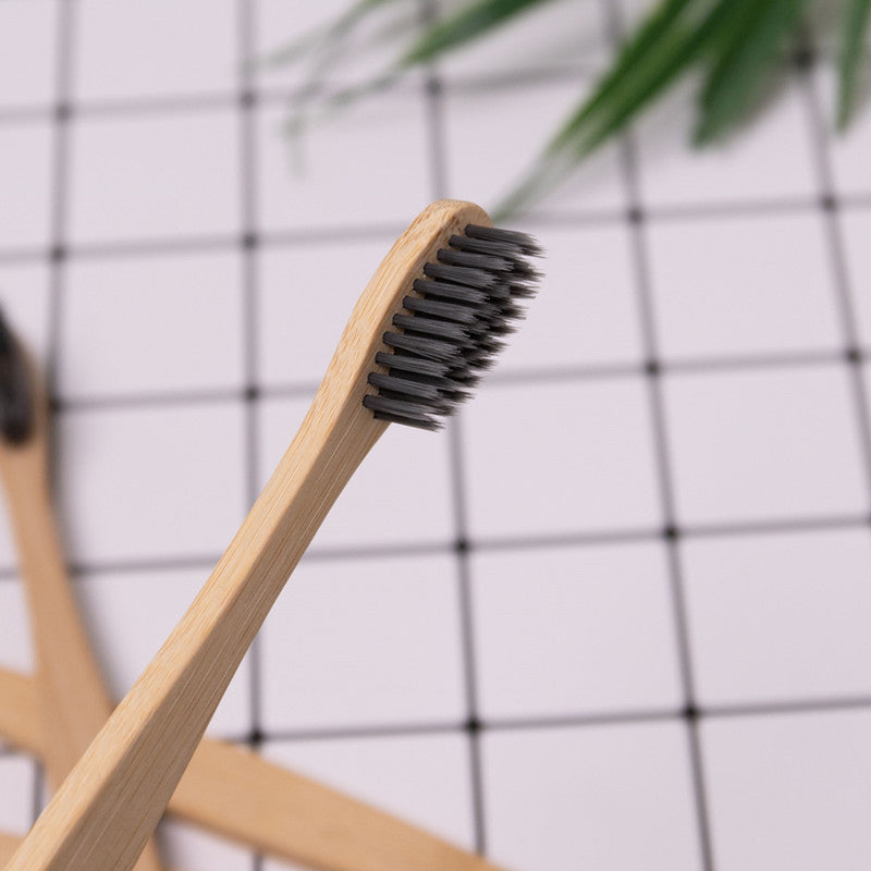 Natural square handle bamboo toothbrush