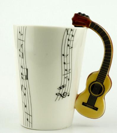 Creative Music Violin Style Guitar Ceramic Mug Coffee Tea Milk Stave Cups With Handle Coffee Mug Novelty Gifts