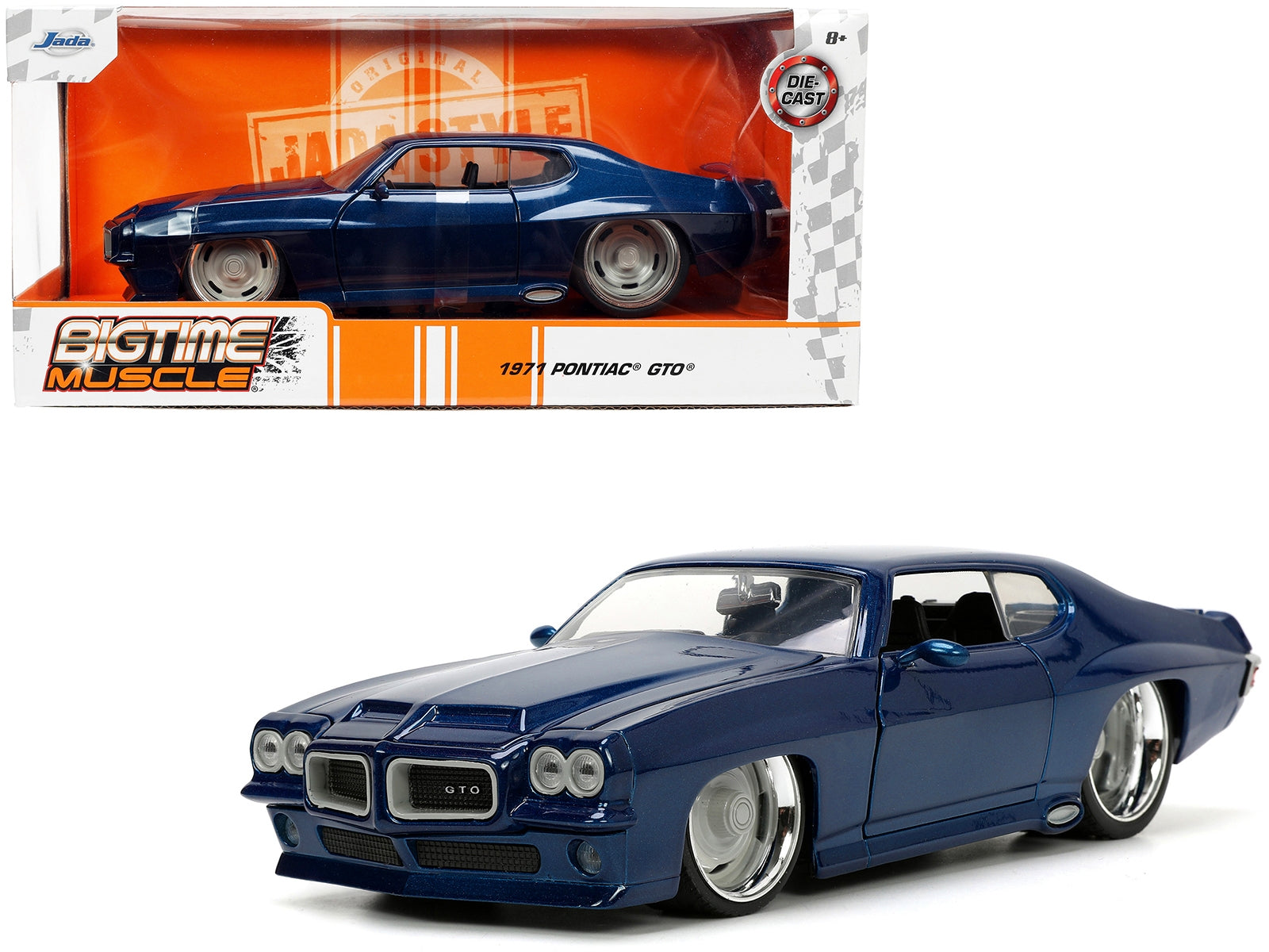 1971 Pontiac GTO Dark Blue Metallic "Bigtime Muscle" Series 1/24 Diecast Model Car by Jada - Minihomy