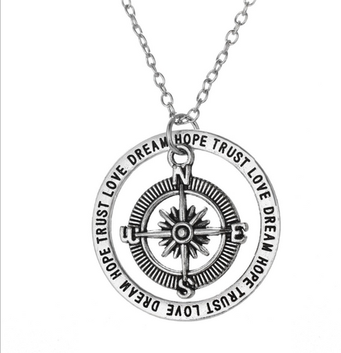 Love hope faith dream compass simple creative pendant valentine gift necklace