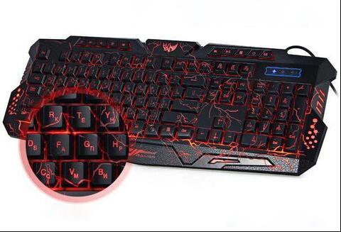 Gaming Experience with the 3-Color Luminescent Crack Keyboard - USB Illuminated LED Backlit Backlight Gaming Keyboard M200