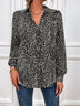 Animal Print Button Down Bishop Sleeve Shirt - Minihomy