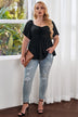 Plus Size Drawstring Sweetheart Neck Babydoll Blouse - Minihomy