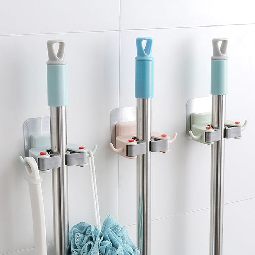 Nail-free multi-function traceless mop holder receives mop hook bathroom wall hanging broom holder mop clip