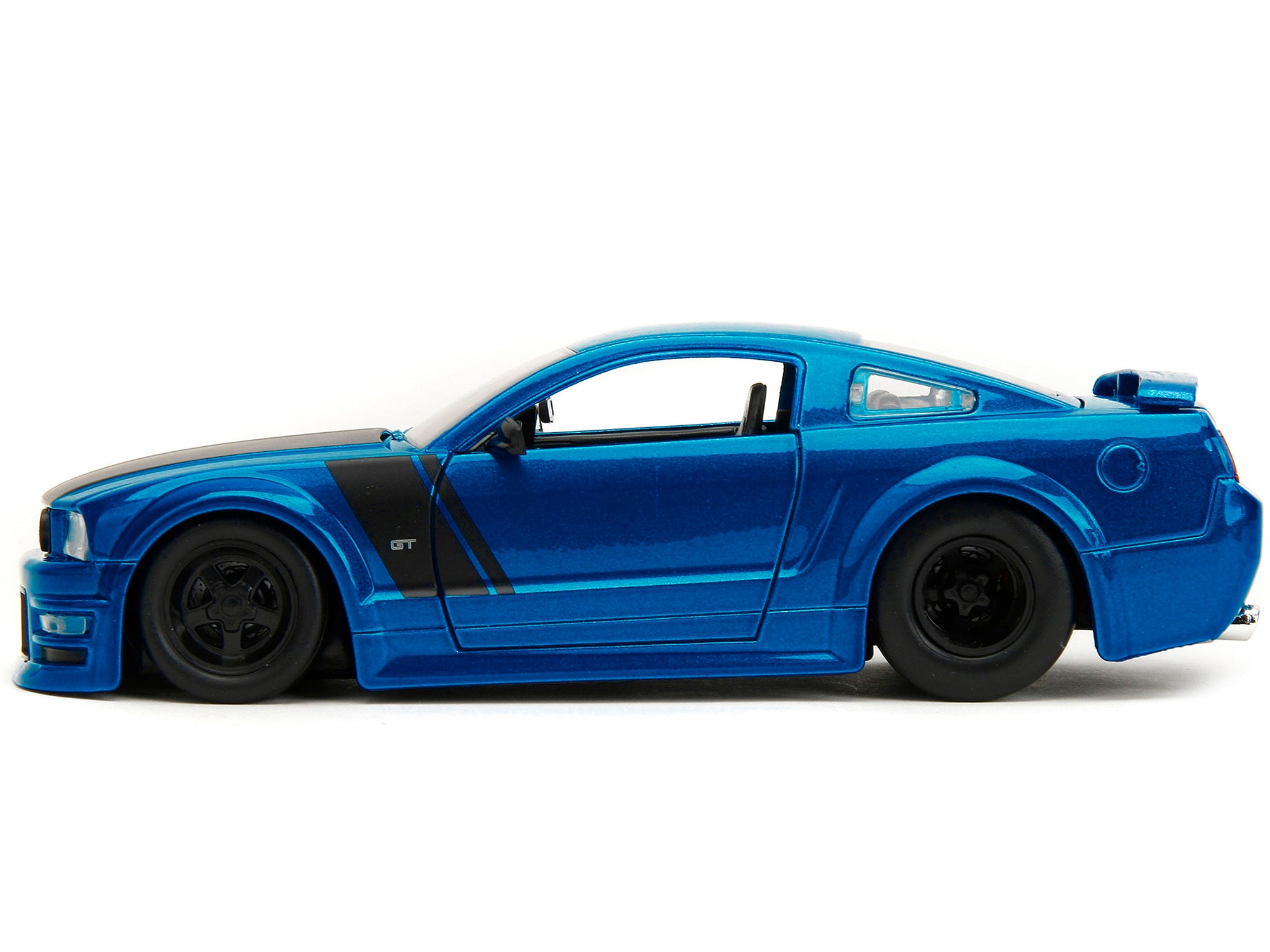 2006 Ford Mustang GT Blue Metallic with Matt Black Hood and Stripes "Bigtime Muscle" Series 1/24 Diecast Model Car by Jada - Minihomy