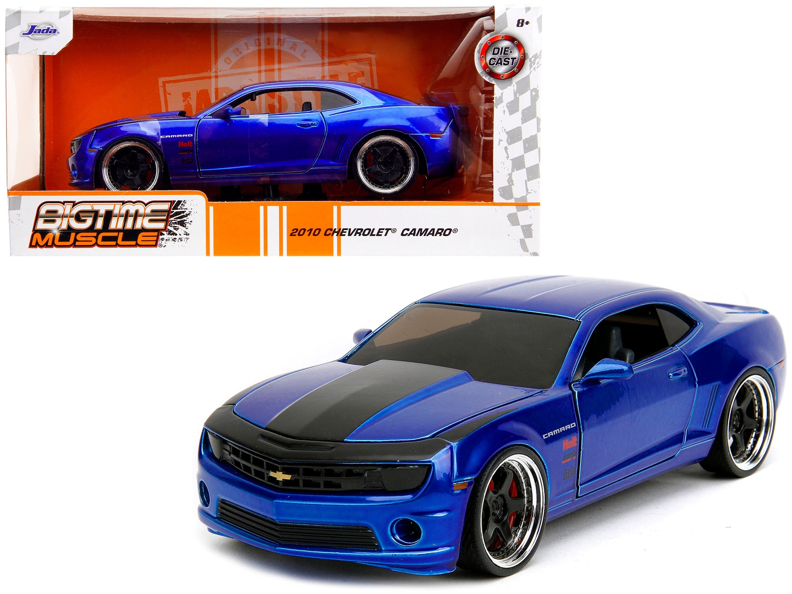 2010 Chevrolet Camaro Candy Blue with Black Hood "Bigtime Muscle" Series 1/24 Diecast Model Car by Jada - Minihomy