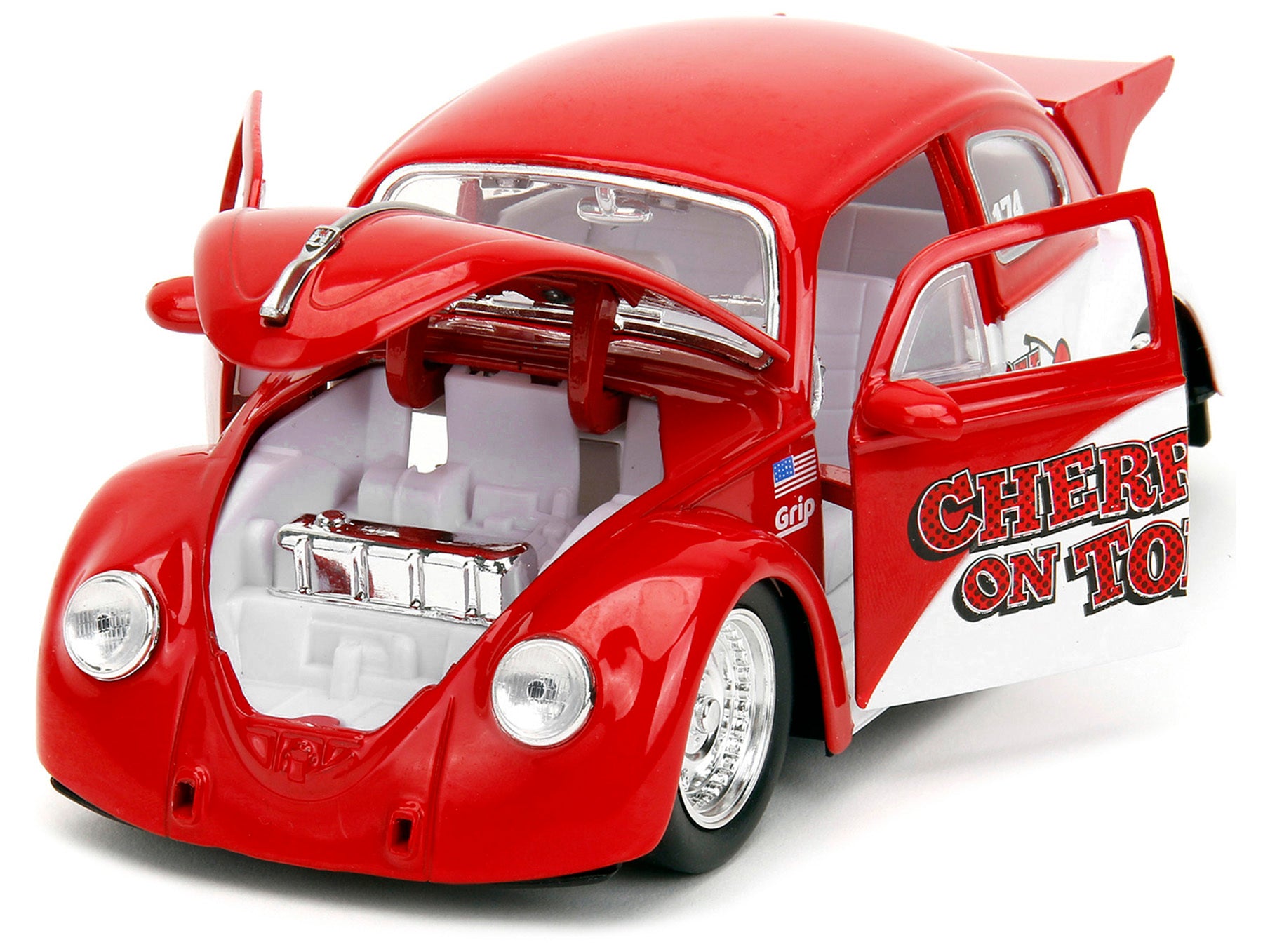 1959 Volkswagen Drag Beetle "Cherry on Top" Red and White "Punch Buggy" Series 1/24 Diecast Model Car by Jada - Minihomy