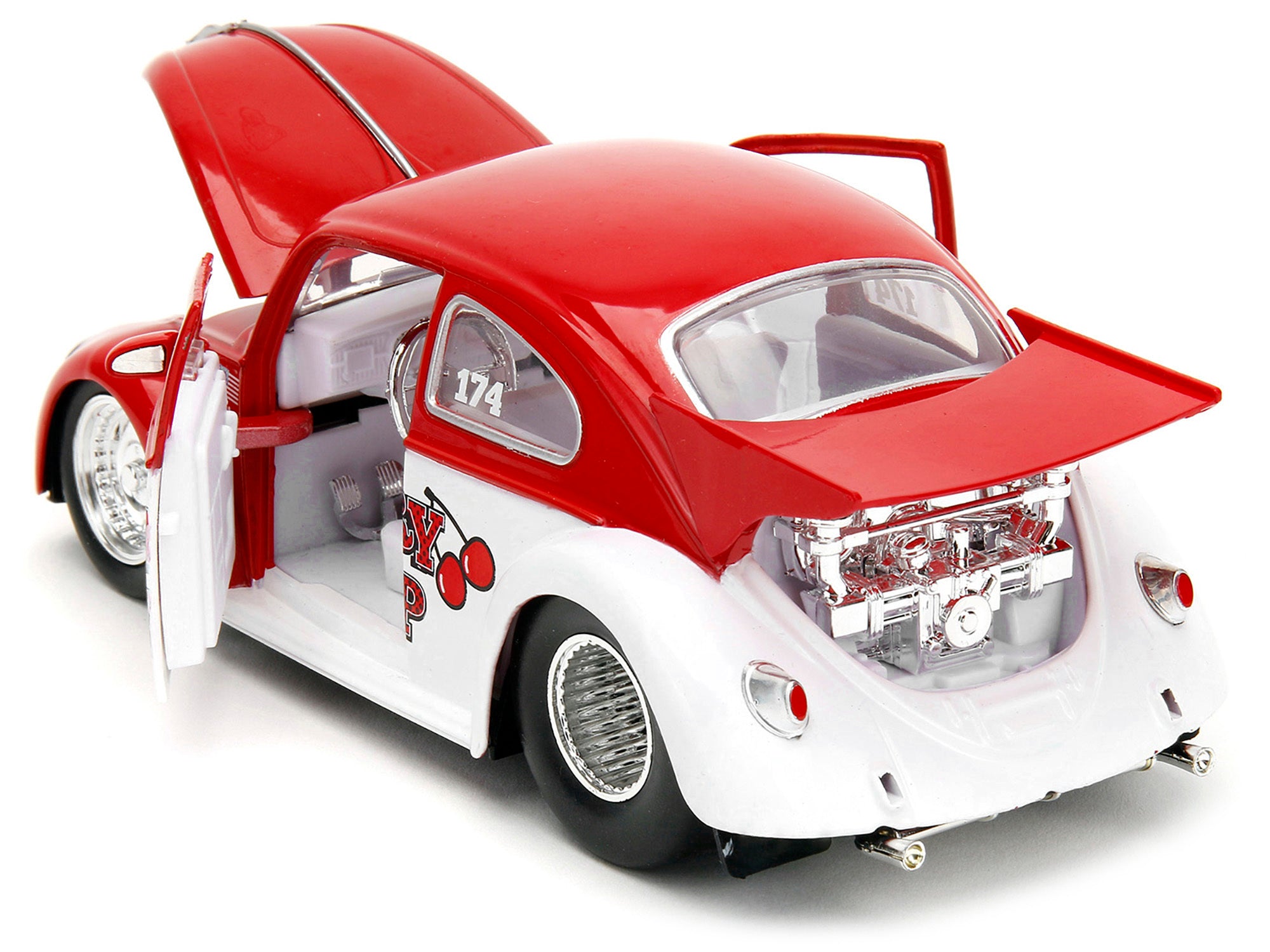 1959 Volkswagen Drag Beetle "Cherry on Top" Red and White "Punch Buggy" Series 1/24 Diecast Model Car by Jada - Minihomy