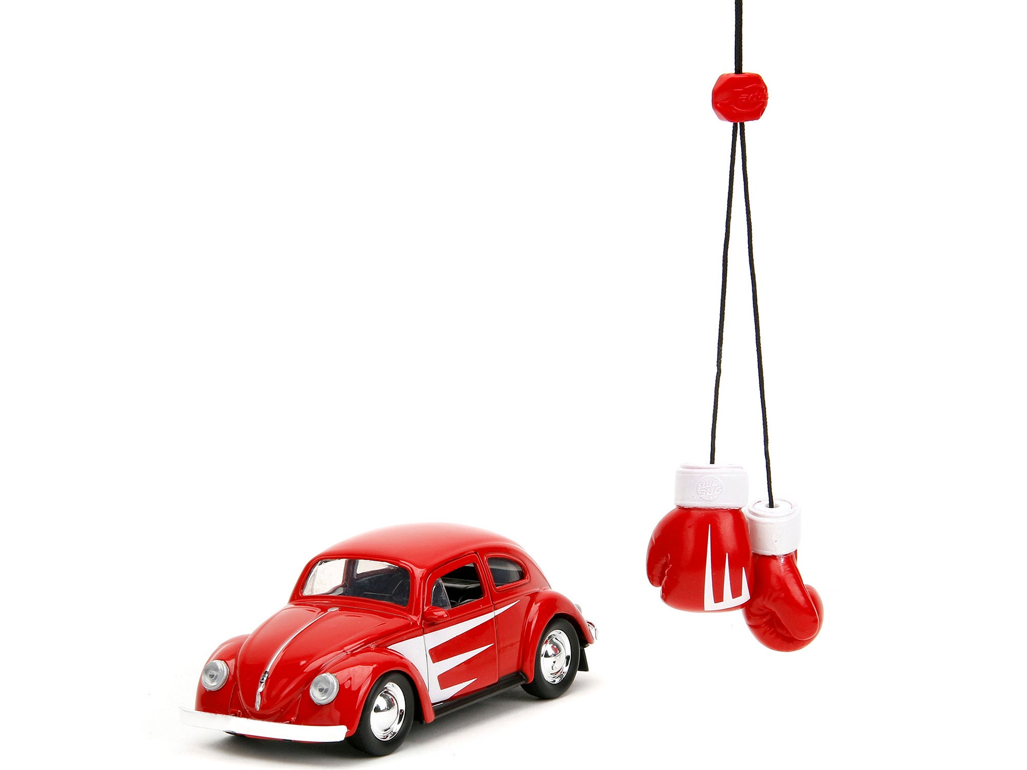 1959 Volkswagen Beetle Red with White Graphics and Boxing Gloves Accessory "Punch Buggy" Series 1/32 Diecast Model Car by Jada - Minihomy