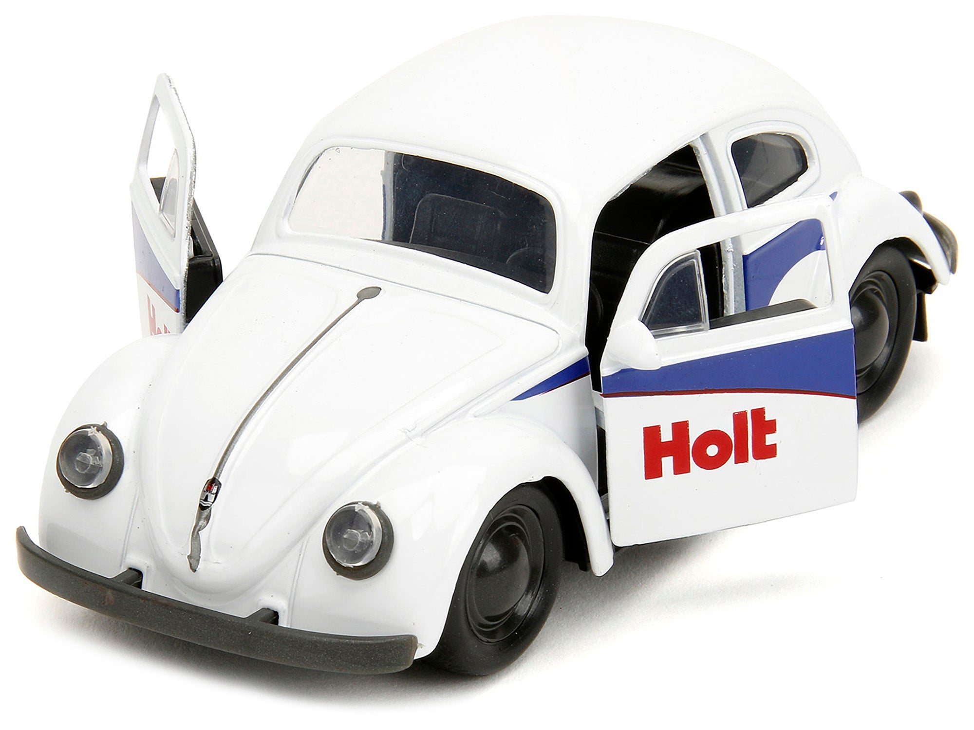 1959 Volkswagen Beetle "Holt" White with Blue Graphics and Boxing Gloves Accessory "Punch Buggy" Series 1/32 Diecast Model Car by Jada - Minihomy