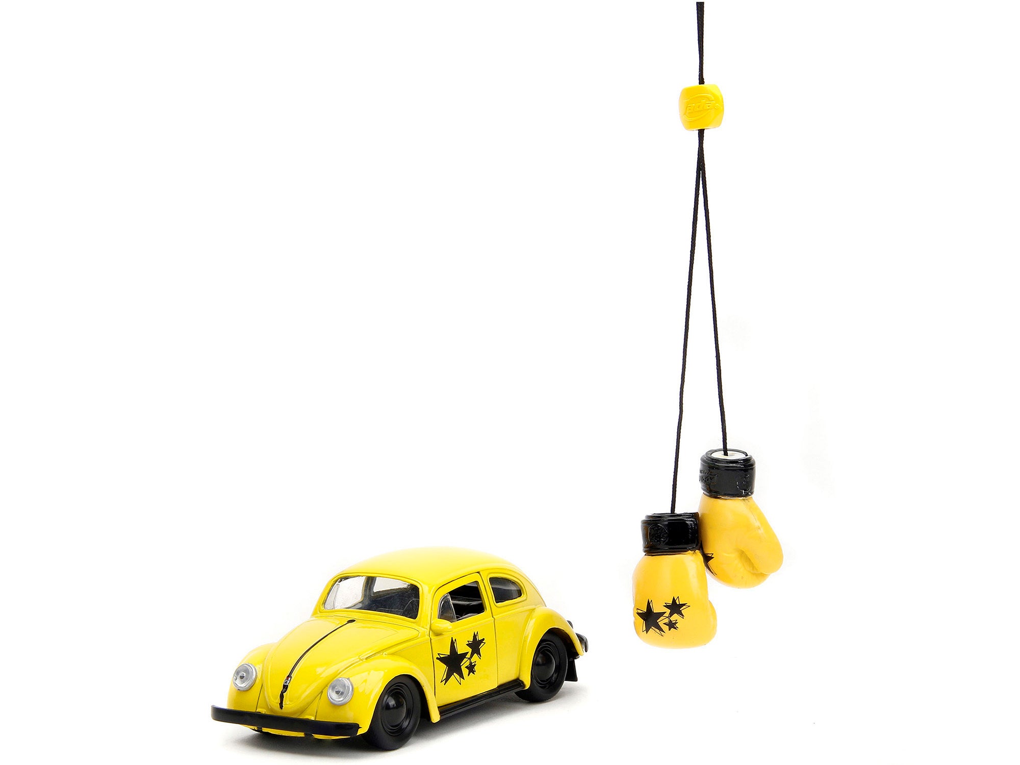 1959 Volkswagen Beetle Yellow with Black Graphics and Boxing Gloves Accessory "Punch Buggy" Series 1/32 Diecast Model Car by Jada - Minihomy