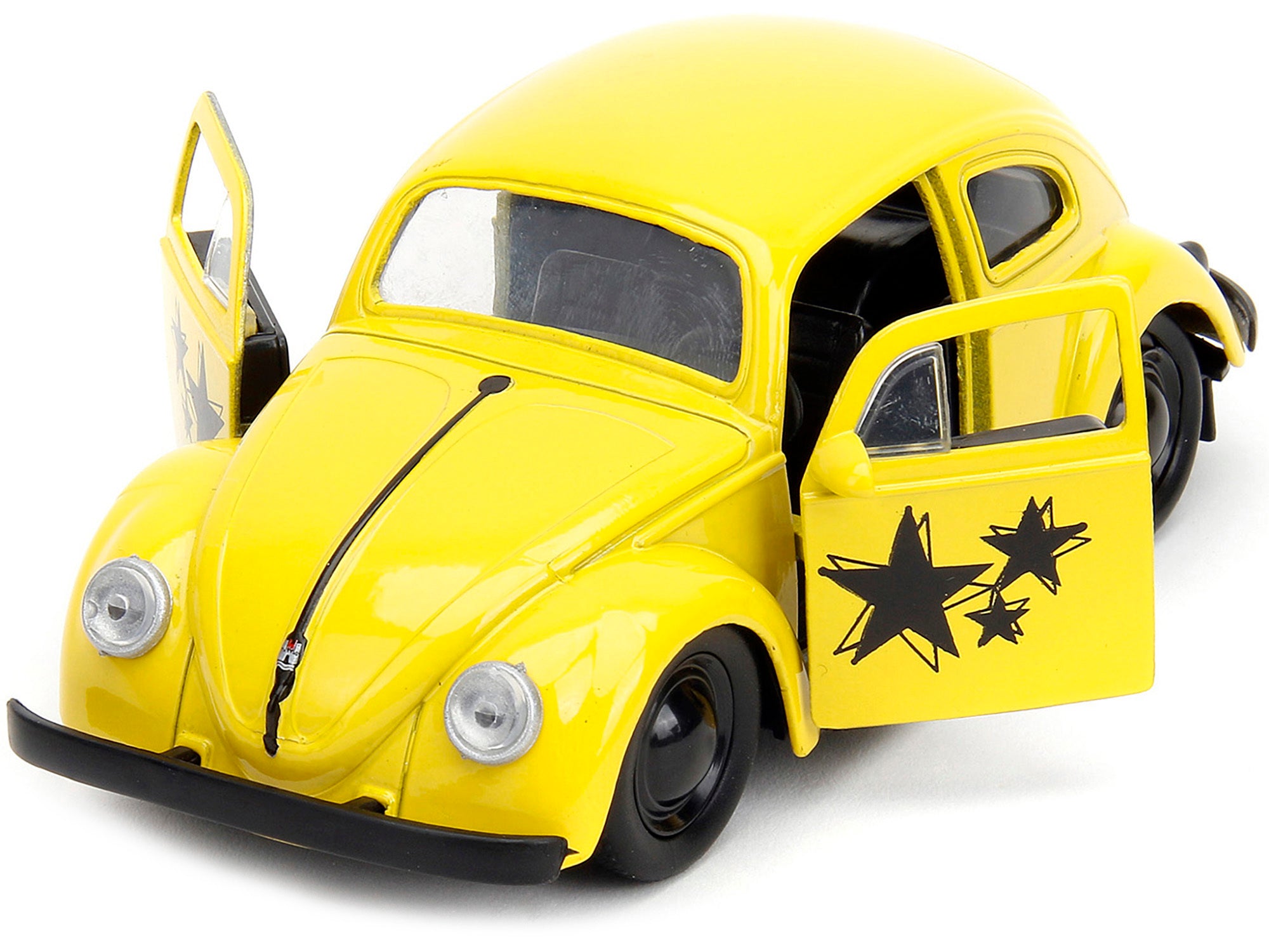 1959 Volkswagen Beetle Yellow with Black Graphics and Boxing Gloves Accessory "Punch Buggy" Series 1/32 Diecast Model Car by Jada - Minihomy