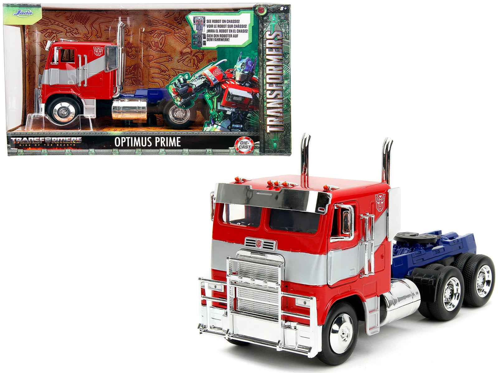 Optimus Prime Tractor Truck Red and Blue with Silver Stripes - Minihomy