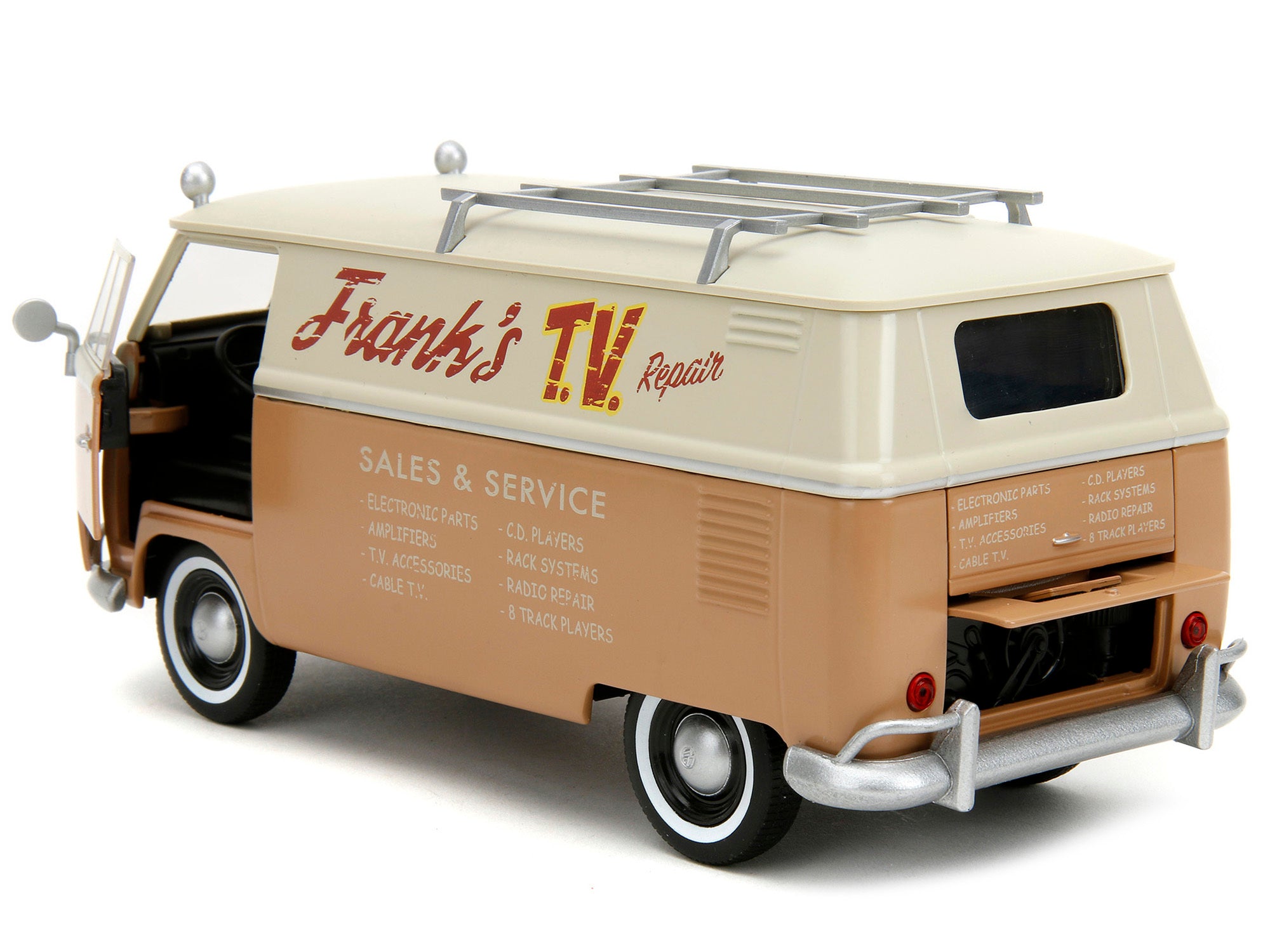 Volkswagen Bus "WheelJack" Tan and Beige "Frank's TV Repair" and Transformers Logo Diecast Statue