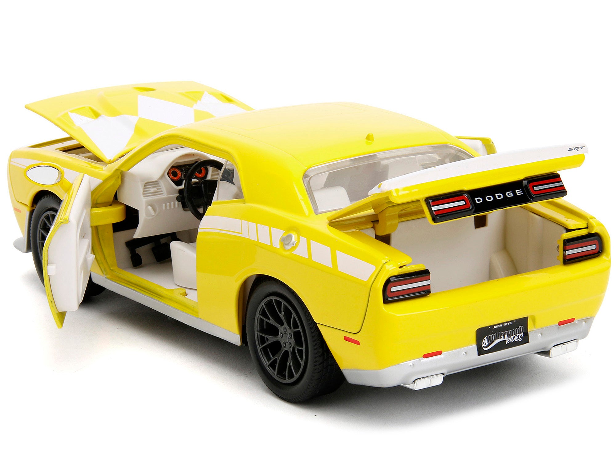 2015 Dodge Challenger SRT Hellcat Yellow with Graphics and Yellow Ranger Diecast Figure "Power Rangers" - Minihomy