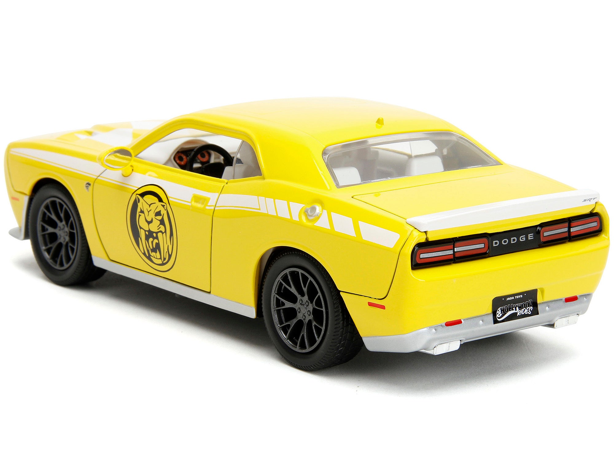 2015 Dodge Challenger SRT Hellcat Yellow with Graphics and Yellow Ranger Diecast Figure "Power Rangers" - Minihomy