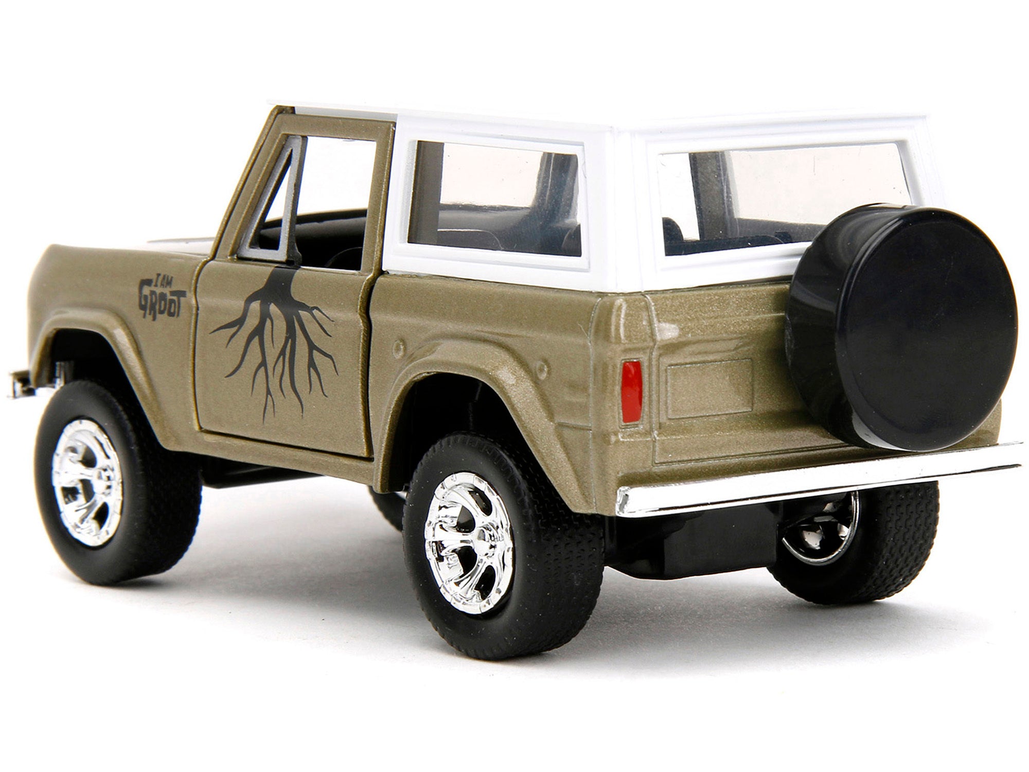 1973 Ford Bronco Gold Metallic with White Top and Groot Diecast Figure "Guardians of the Galaxy" "Marvel" Series 1/32 Diecast Model Car by Jada - Minihomy