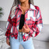 Plaid Button Cuff Long Sleeve Jacket