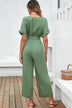 Tie-Waist Surplice Wide Leg Jumpsuit - Minihomy