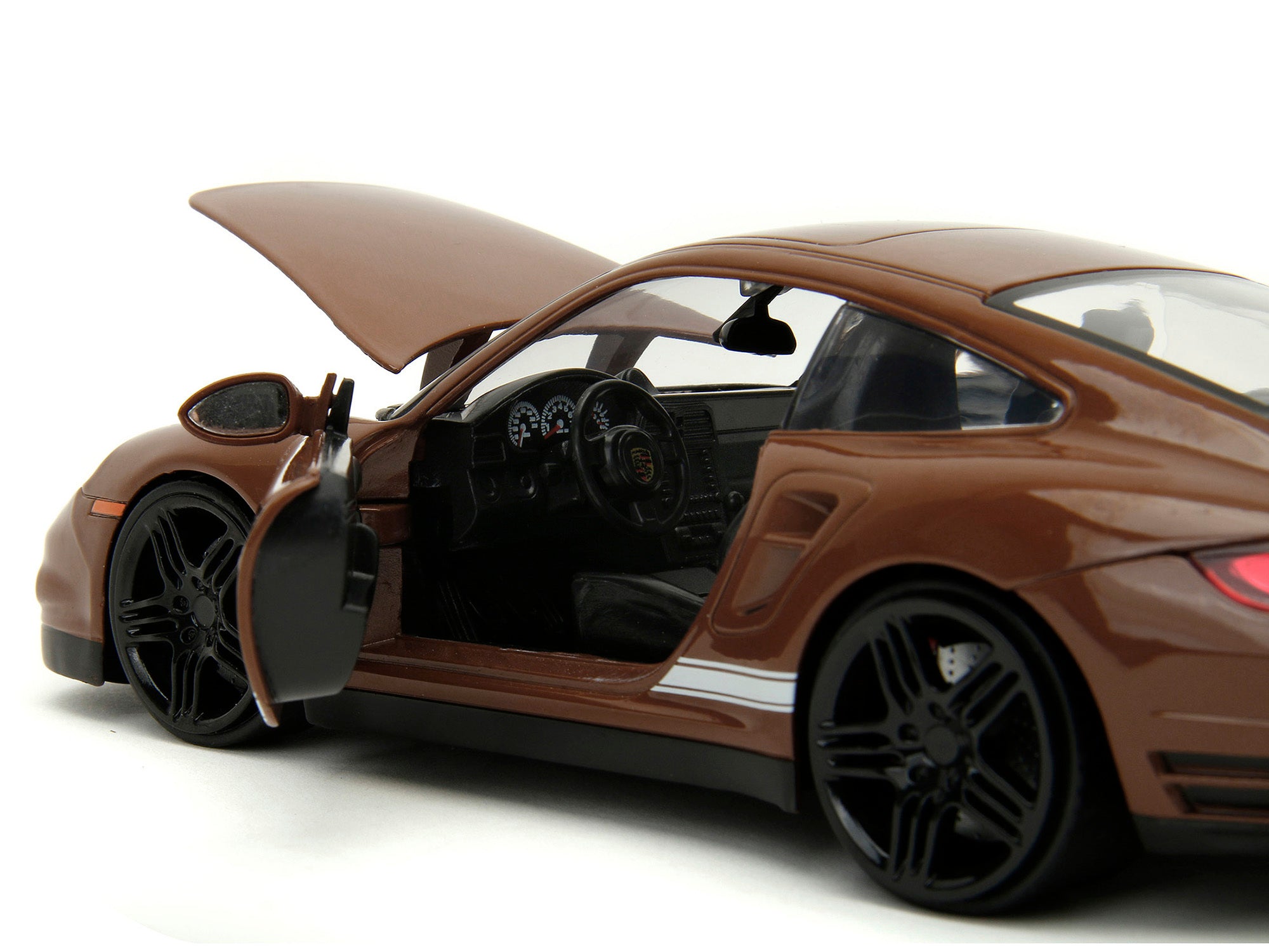 Porsche 911 Turbo Brown and Brown M&M Diecast Figure "M&M's" "Hollywood Rides" Series 1/24 Diecast Model Car by Jada - Minihomy